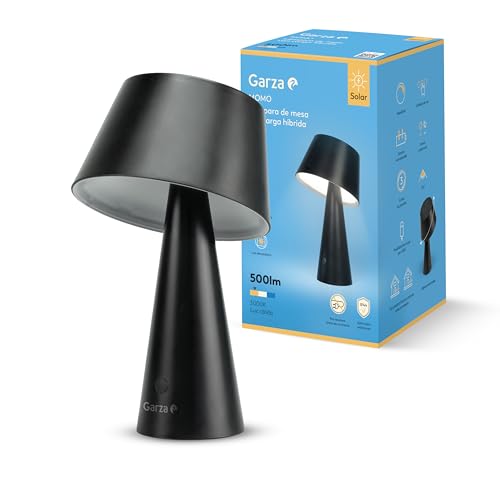 - Lámpara de Exterior Solar LED 500lm, 3000K, Regulable – Carga Solar y USB-C, 4 Modos, IP44, 26h Autonomía, Uso Interior y Exterior