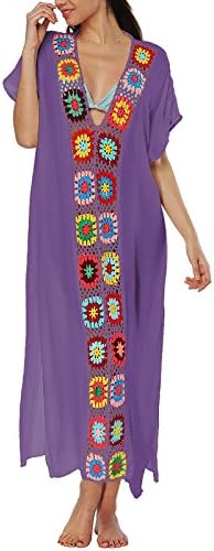 SOODEAR Women Bathing Suit Beach Swimsuit Bikini Swimwear Long Cover up(Purple,One Size)