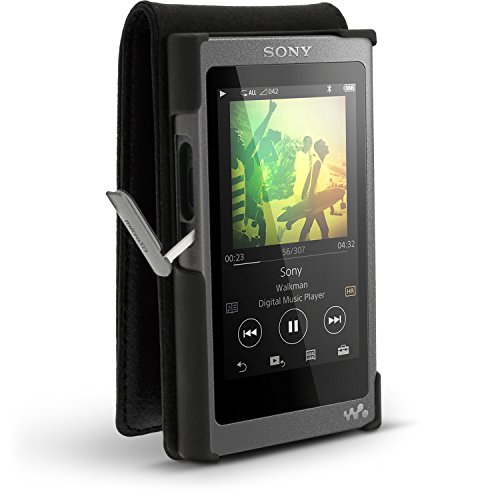 iGadgitz U6340 Leather Flip Case Cover with Magnetic Closure and Screen Protector Compatible with Sony Walkman NW-A35, NW-A40 and NW-A45 MP3 Players - Black - Thumbnail 4