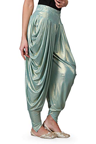Legis Shimmer Blend Relaxed Comfortable Dhoti Pants Yoga Fitness Active Wear for Women Dance - Free Size (Light Green)