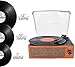 Bluetooth Record Player Belt-Driven 3-Speed Turntable, Vintage Vinyl Record Players Built-in Stereo Speakers, with Headphone Jack/ Aux Input/ RCA Line Out, Woodenthumb 1