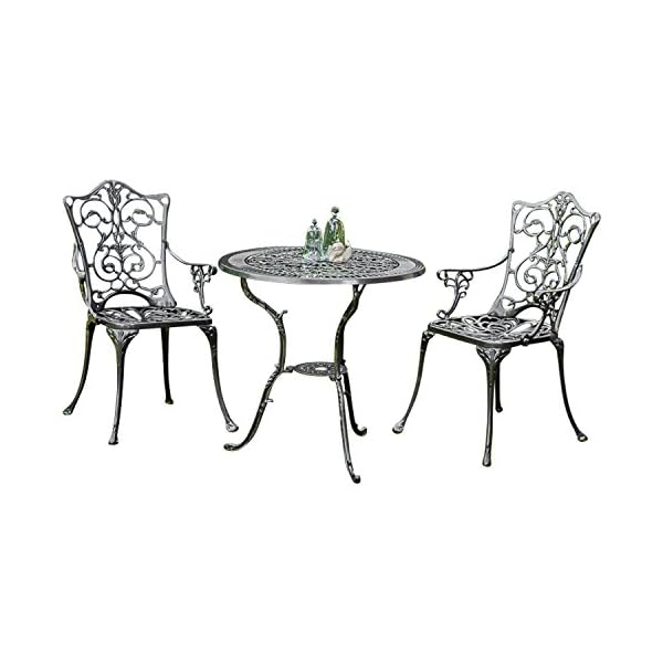 gartenmoebel-einkauf Bistroset Lugano 3-teilig, Aluguss Graphit, wetterfest