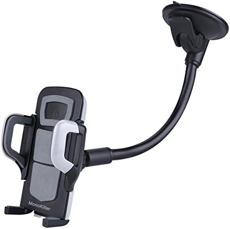 Cell Phone Car Mount Stand Support 360° Rotation Windshield Long Arm GPS Cell Holder for Car for iPhone 8/7/7Plus/6/6Plus/5/5S/5C, Samsung Galaxy S6/S7/S8 and Other Mobile Phones（Grey）