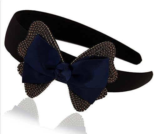 Kiss bb Bowknot Diamond Hair Band of Dark Blue Color