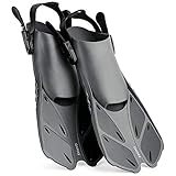 CAPAS Snorkel Fins, Snorkeling Fins Swim Fin Short Adjustable Diving Fins for Adult Men Womens Kids Scuba Diving Swimming Duck Feet Swim Travel Open Heel Flippers Snorkelling Fins (Black, L/XL)