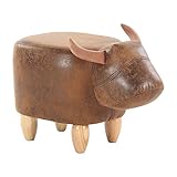 Artechworks Upholstered Ride-On Animal Ottoman Footrest Stool with Vivid Adorable Animal-Like Features,Perfect for Gift, Changing Shoes, Decoration, Toys, Without Storage(Brown Buffalo), Brown