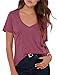 TASAMO Women's Summer Casual Sexy Short Sleeve V Neck Patch Pocket Slub Texture Tee Loose Top Tshirt