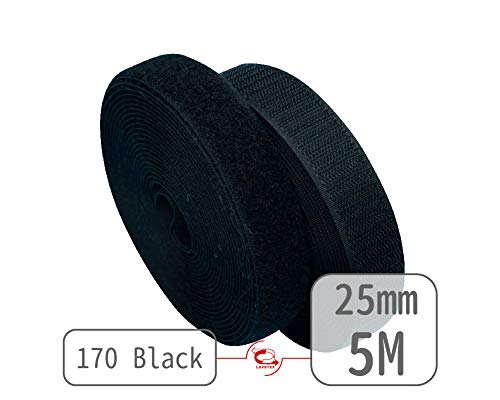 25mm(1") Width 5 Pair Yards Sew-On Hook&Loop Fastener Tape for 12 Colors (#170 Black)