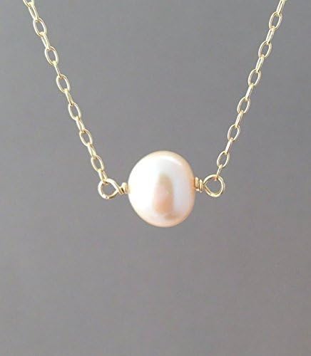 Gold Cultured Freshwater Pink Pearl Necklace also in Silver or Rose Gold Fill