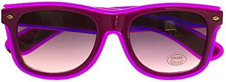 Rave Raptor LED Sunglasses Purple Frame Pink EL Wire Glasses for Festivals