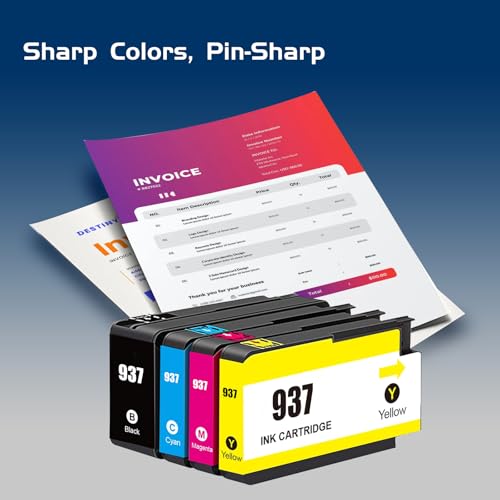 937XL【2026 new chip】 937e Ink Cartridges Multipack (4-Pack), 937-XL 6C400NE Compatible with HP OfficeJet Pro 9110b 9117b 9120b 9130b 9730 9720 9110e 9120e 9122e 9125e 9130e 9132e 9135e 9730e 9720e