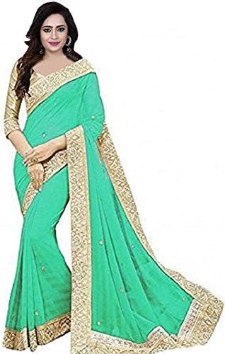 unique enterprise Women's Georgette Sarees With Blouse(pitchpatta)
