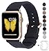 JSGJMY Compatible for Iwatch Band 38mm 40mm S/M Women Genuine Leather Loop Replacement Strap Compatible for iWatch Series 5 4 3 2 1, Black with Champagne Gold Clasp