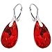 Royal Crystals Sterling Silver 925 Red Mary Teardrop Earrings Made with Crystals Imitation GlassDrop and Dangle Leverback Earrings