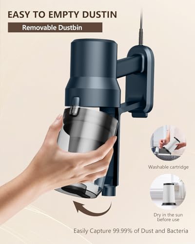SINCHER Corded Stick Vacuum Cleaner, 21KPa Lightweight Vacuum with Powerful Suction, 6-in-1 Handheld Vacuum with HEPA Filter for Hard Floors, Pet Hair, Carpet, Tile, Home Cleaning Solution