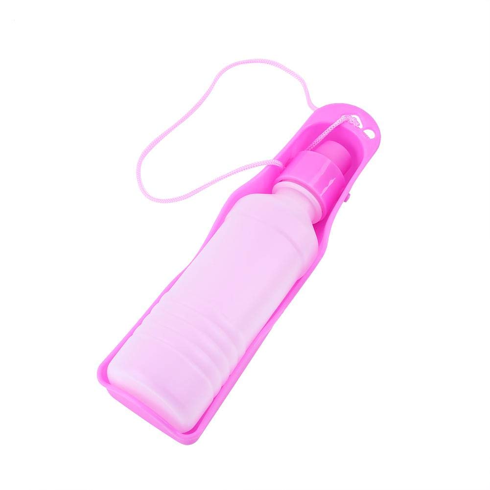 250ml/500ml Portable Pet Travel Water Bottle Dogs Cats Water Dispenser Puppy Drinking Feeding Fountain Bottle Pet Drinking Feeding Tool for Pets Outdoor Walking(250ml Pink)