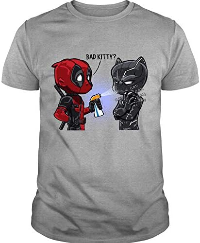 MOTABAG Black Panther and Deadpool T Shirt, Bad Kitty T Shirt - Unisex