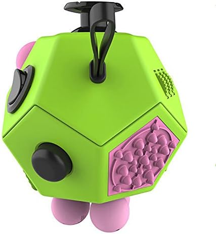 Fidget Cube 12 Sides Desk Toys For Adult Kids Stress Anxiety Relief Focus Puzzle (Green)