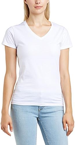 UR SPROT TECH Women's Short Sleeve V-Neck Basic T-Shirt (S, White)