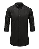 Emiqude Men's 100% Oxford Cotton Slim Fit Long Sleeve Button Down Solid Dress Shirt
