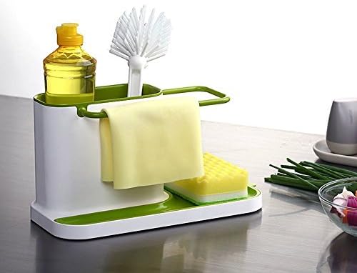 SHOPPOSTREET Multifunctional Plastic Kitchen Stand Organizer for Soap, Sponge, Cloth, Gloves and Brush Holder Self Draining Stand Rack (Multicolor)