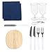 Class Collections 11 Piece Two Person Wine and Cheese Insulated Picnic Cooler Bag Set, Navy Blue
