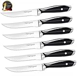 Steak Knife Set,German X50Cr15 Stainless Steel Fine Edge Steak Knives,6-Piece Heavy Steak Knives