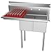 KoolMore 2 Compartment Stainless Steel NSF Commercial Kitchen Prep & Utility Sink with Drainboard - Bowl Size 12