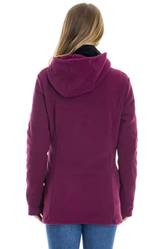 Smallshow Womens Fleece Zip Up Maternity Baby Carrier Hoodie Sweatshirt Jacket,Wine,Medium - Thumbnail 3