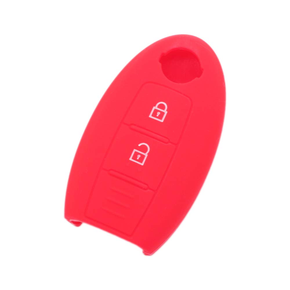 BROVACS Silicone Cover Protector Case Holder Skin Jacket Compatible with NISSAN 2 Button Smart Remote Key Fob CV9506 Red