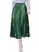 Allegra K Women's Party Elastic Waist Metallic Shiny Accordion Pleated Midi Skirt X-Large Green