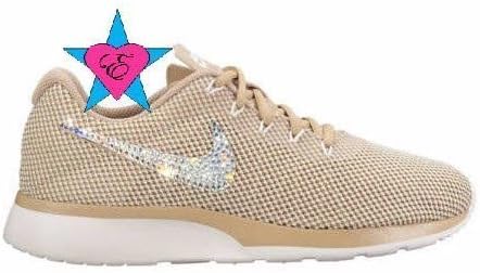 Crystal Bedazzled Gold Tan Nike Tanjun Womens Running Shoes