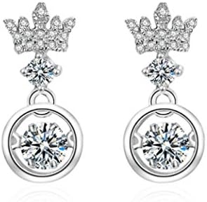 Duseco Dancing Earrings 925 Sterling Silver Crown Charm Dancing Heart Elegant Luxury Simple for woman