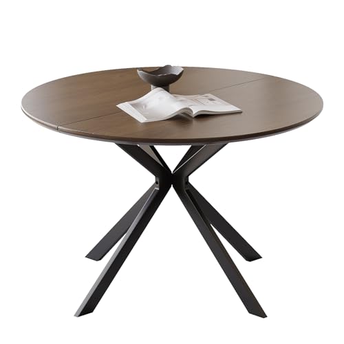 ALBAD 46.4" Round Dining Table, Mid Century Modern Round Dining Room Table for 4-6 with Metal Legs, Easy Assembly Coffee Table, Space-Saving Design for Kitchen and Dining Room at Amazon