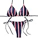 YAUASOPA Women Striped Triangle Bikini Sets Female Top Tie Side Bottom Padded Swimsuit (Small(2-4), blue)