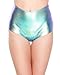 iHeartRaves Metallic Denim Hologram High Waisted Booty Shorts Rave Dance Bottoms (Medium/Large)