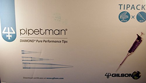 Gilson Pipetman D200ST Model Polypropylene Natural Sterile Tipack Diamond Pipet Tips, 2 to 200Âµl Volume Range, 51mm Tip Length (Pack of 960)