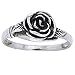 Small Sterling Silver Detailed Rose Flower Ring Size 9(Sizes 3,4,5,6,7,8,9,10,11,12)
