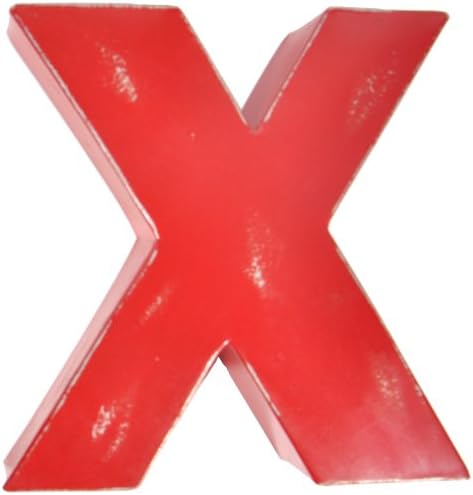 Found Object Sansarif 12-Inch Solid Letter Wall Hanging, Capital X, Red