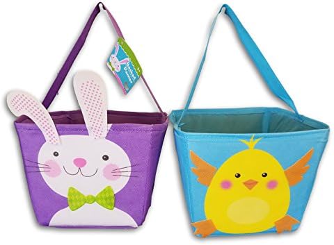 Chick and Bunny Fabric Easter Basket Bucket - 2 Count