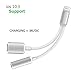 iPhone 7 Adapter, iPhone 7 Splitter, Compatible IOS 10.3 or Later, Jackiey Dual Lightning Headphone Audio & Charge Adapter for iPhone 7 / 7 Plus (Silver)