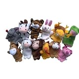DOITOP 12 Pcs Chinese Zodiac Animal Finger Puppets-Cute Velvet Animal Style Finger Puppets Set