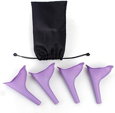 Female Urination Device,Spill Proof and Reusable Universal Portable Lightweight Silicone Travel Urinal,4 Pack, Purple