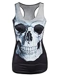 Pink Wind Womens Skeleton Skull Digital Printed Sleeveless T Shirt Vest Tank Tops