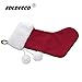EDLDECCO 20.5 inch Snowy White Cozy Faux Fur Christmas Stocking with Little Faux Fur Ball for Holiday Party Decorations Gift-One Piece (White and Red)