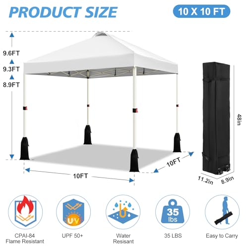 WEIZE 10x10 Pop Up Canopy Tent with 1-Button Setup, UV Protection & Wheeled Bag for Easy Outdoor Events image 20