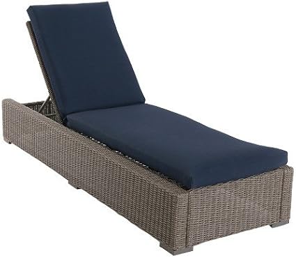 Amazon.com: heatherstone Wicker Patio Chaise Lounge Navy - Threshold