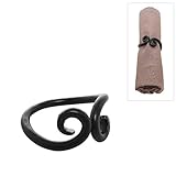 Set of 6 Black Round Finish Vintage Scrollwork Design Round Dinner Party Napkin Holder Rings - MyGift