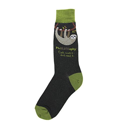Foot Traffic - Men's Animal-Themed Socks, Sloth (Men's Shoe Sizes 7-12)