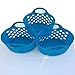 Small Colorful Plastic Basket with Handles for Organizing Pantry Organization and Storage Set of 3 Blue Colored Bendable & Nestable Soft Carry Totes for Shelves Kitchen, Fruit, Toy, Lego Blocks 3 Pack